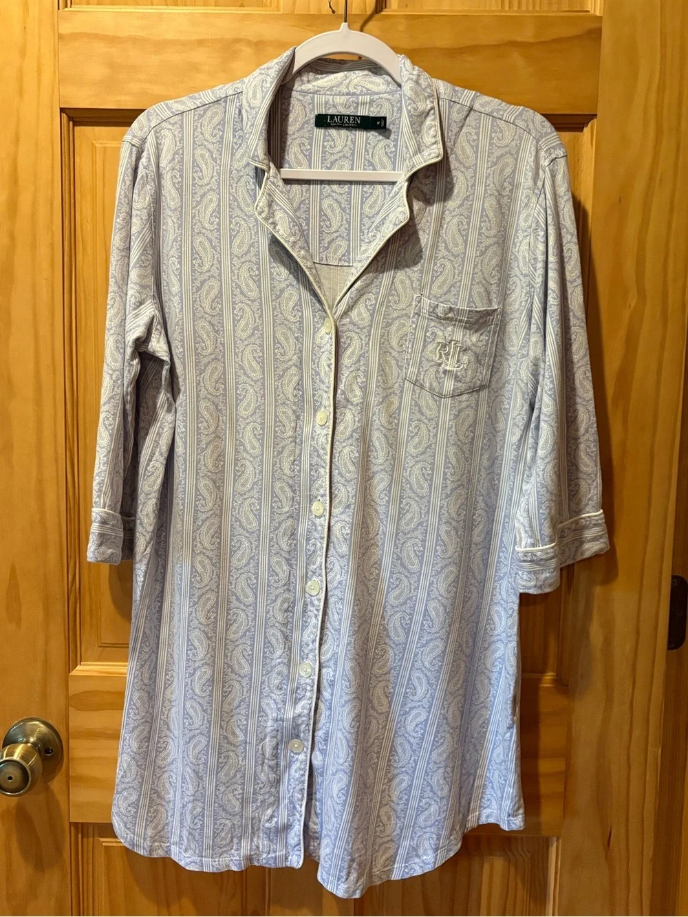 Lauren Ralph Lauren Blue and White Paisley Sleep Shirt women’s M